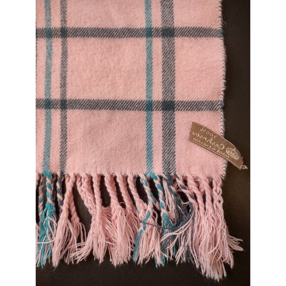 100% Cashmere Scarf Pink Plaid Tartan Made In England Classiccore 64 x 11.5 In - Picture 8 of 8